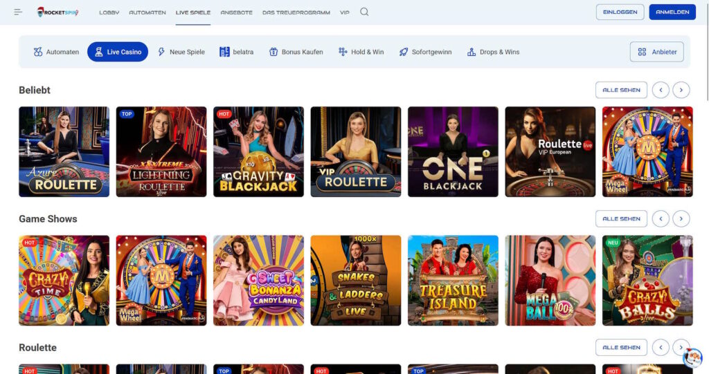 Rocketspin Live