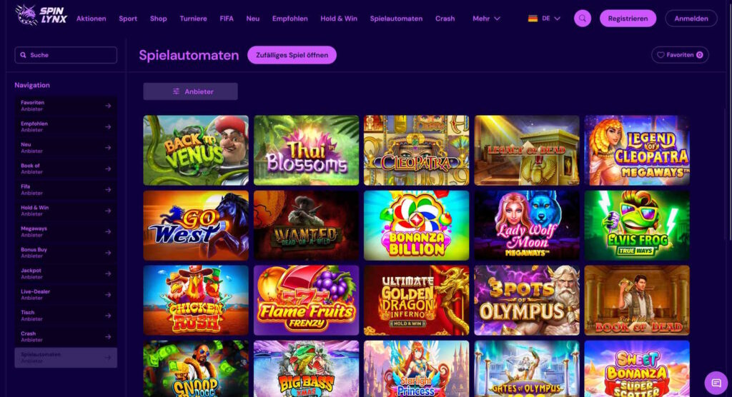 Spinlynx Casinospiele