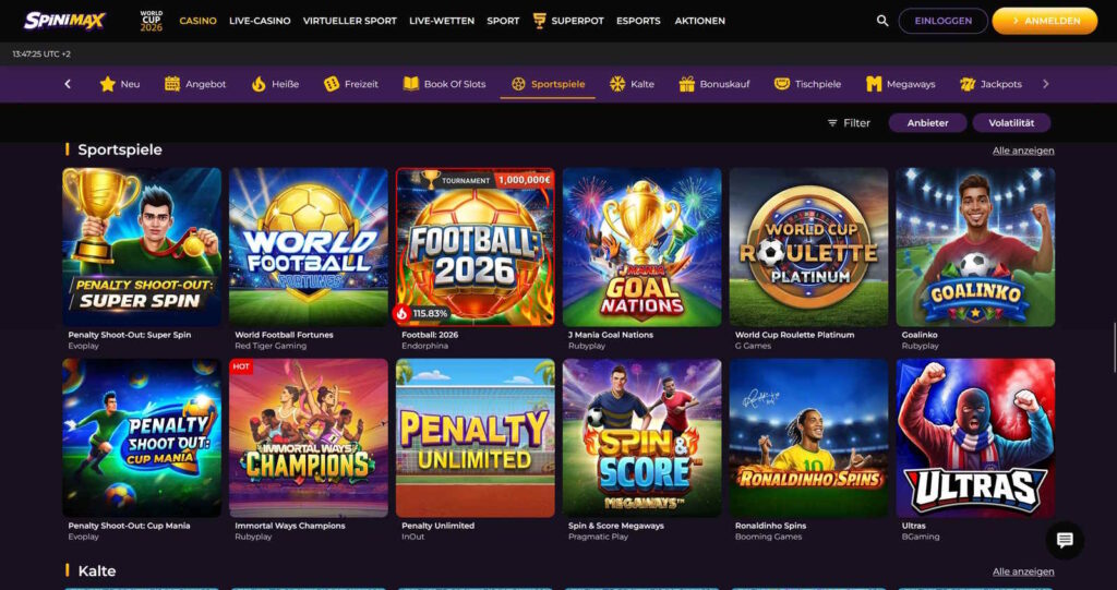 Spinimax Casino Sportspiele
